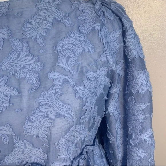 Free People Callie Balloon Sleeve Open Back Textured Blouse - Picture 12 of 16